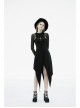 Black Gothic Front Chest Hollow-Out Irregular Shape Corner Hem Mesh Hooded Jacket Two-Piece Dress