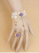 Fashion Lolita Butterfly Rose Purple Flower White Lace Bridesmaid Female Bracelet With Ring One Chain