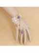 Fashion Lolita Butterfly Rose Purple Flower White Lace Bridesmaid Female Bracelet With Ring One Chain