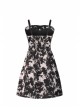 Black Punk Folding Collar A-Shape Print Slip Dress