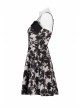 Black Punk Folding Collar A-Shape Print Slip Dress