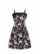 Black Punk Folding Collar A-Shape Print Slip Dress