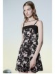 Black Punk Folding Collar A-Shape Print Slip Dress