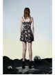 Black Punk Folding Collar A-Shape Print Slip Dress