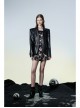 Black Punk Folding Collar A-Shape Print Slip Dress