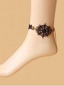 Gothic Fashion Demon Retro Black Lace Cobweb Female Anklet