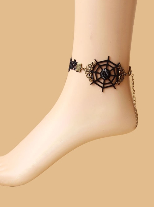 Gothic Fashion Demon Retro Black Lace Cobweb Female Anklet