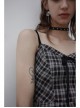 Front Chest Bow Decoration White Plaid Punk Slip Dress