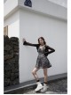 Front Chest Bow Decoration White Plaid Punk Slip Dress