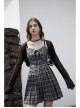 Front Chest Bow Decoration White Plaid Punk Slip Dress