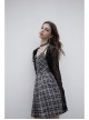 Front Chest Bow Decoration White Plaid Punk Slip Dress