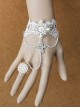 Lolita Palace Style Retro Female White Lace Pearl Cross Bracelet With Ring One Chain