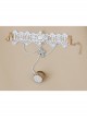 Lolita Palace Style Retro Female White Lace Pearl Cross Bracelet With Ring One Chain