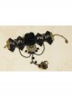 Black Lace Gothic Fashion Retro Rose Flower Crystal Female Bracelet With Ring One Chain