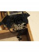Black Lace Gothic Fashion Retro Rose Flower Crystal Female Bracelet With Ring One Chain