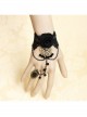 Black Lace Gothic Fashion Retro Rose Flower Crystal Female Bracelet With Ring One Chain