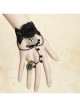 Black Lace Gothic Fashion Retro Rose Flower Crystal Female Bracelet With Ring One Chain