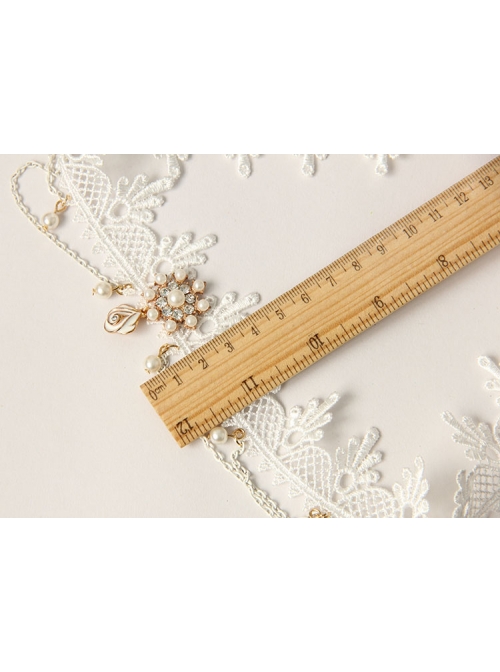 Lolita Fashion Cute Wedding Bride White Lace Pearl Crown Christmas Party Hairband