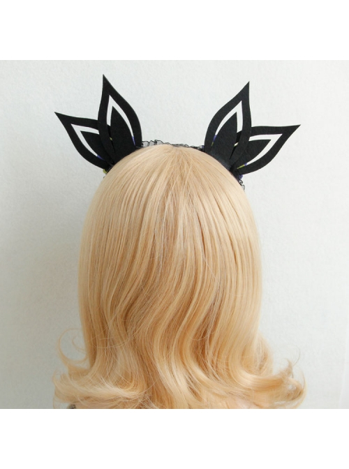 Black Lace Gothic Purple Flowers Rabbit Ears Halloween Funny Party Headband