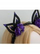 Black Lace Gothic Purple Flowers Rabbit Ears Halloween Funny Party Headband