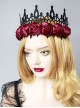 Black Gothic Retro Red Rose Female Wizard Halloween Baroque King Crown Bride Hairband