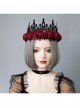 Black Gothic Retro Red Rose Female Wizard Halloween Baroque King Crown Bride Hairband