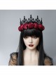 Black Gothic Retro Red Rose Female Wizard Halloween Baroque King Crown Bride Hairband