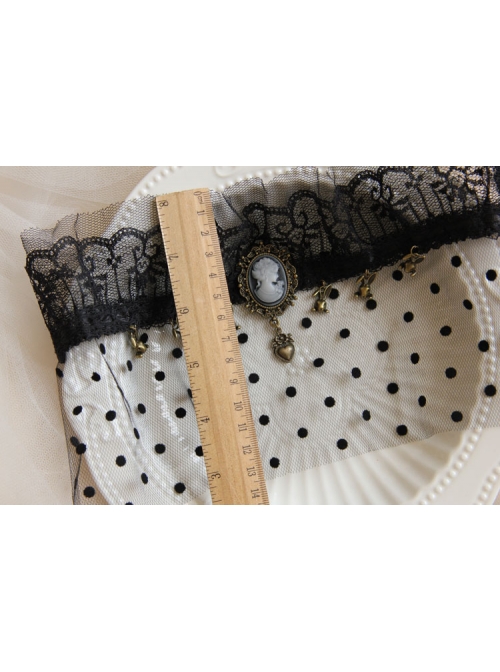 Baroque Retro Gothic Halloween Bunny Love Crown Black Lace Veil Headband