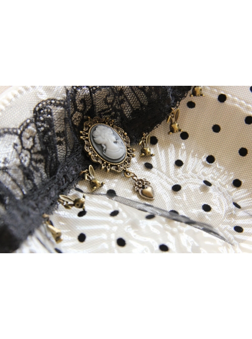 Baroque Retro Gothic Halloween Bunny Love Crown Black Lace Veil Headband