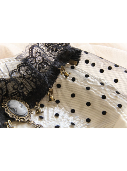 Baroque Retro Gothic Halloween Bunny Love Crown Black Lace Veil Headband