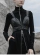 Front Adjustment Button Black Punk PU Leather Corset