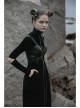 Front Adjustment Button Black Punk PU Leather Corset