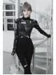 Front Adjustment Button Black Punk PU Leather Corset