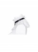 Leather Strap Pearl Chain Decoration White Gothic Lace Collar