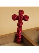 Red Gothic Vampire Retro Bride Rose Flower Cross Ribbon Hairpin