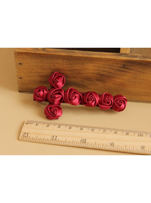 Red Gothic Vampire Retro Bride Rose Flower Cross Ribbon Hairpin