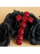 Red Gothic Vampire Retro Bride Rose Flower Cross Ribbon Hairpin