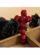 Red Gothic Vampire Retro Bride Rose Flower Cross Ribbon Hairpin