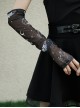 Black Gothic Half-Finger Skull Print Mesh Arm Sleeve