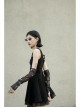 Black Gothic Half-Finger Skull Print Mesh Arm Sleeve