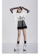 Black Gothic Half-Finger Skull Print Mesh Arm Sleeve