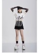 Black Gothic Half-Finger Skull Print Mesh Arm Sleeve