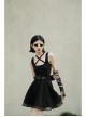 Black Gothic Half-Finger Skull Print Mesh Arm Sleeve