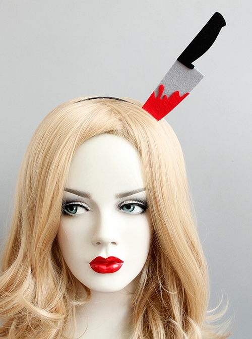 Fashion Niche Funny Bloody Chopper Spoof Tricky Dagger Halloween Headband