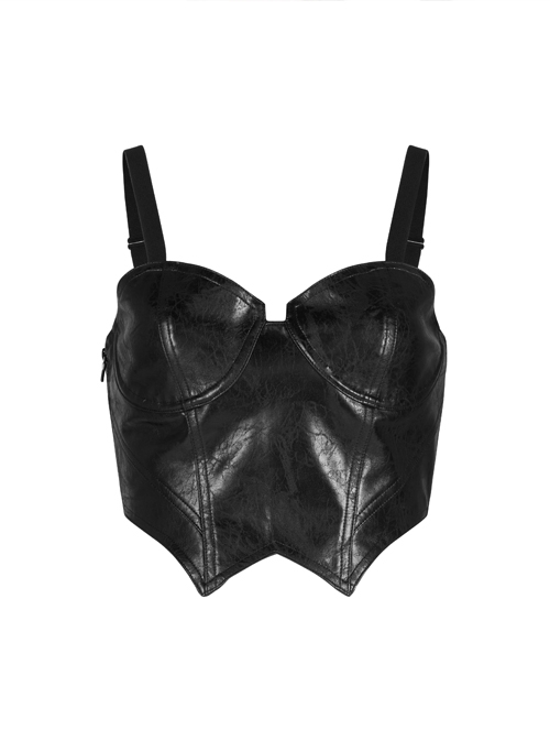Black Punk Side Zipper Print Corset