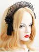 Retro Fashion Halloween Christmas Gothic Black Maid Lace Flowers Tassel Headband