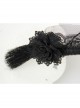 Retro Fashion Halloween Christmas Gothic Black Maid Lace Flowers Tassel Headband