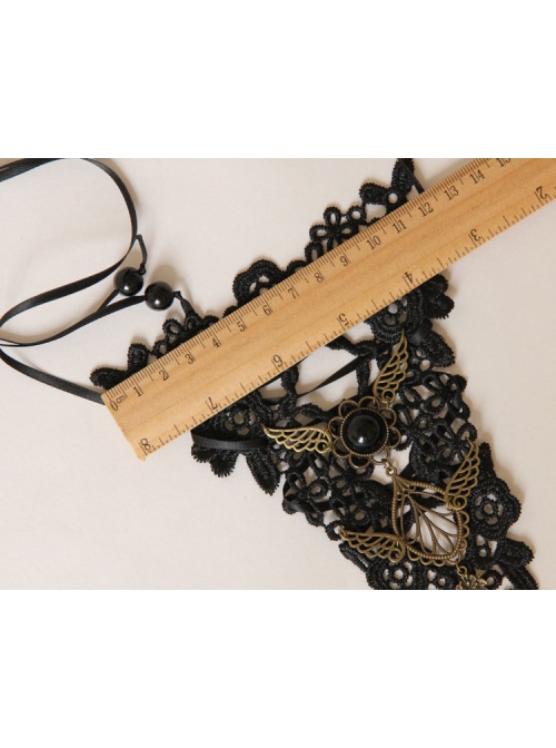 Black Lace Gems Gothic Punk Retro Personality Bracelet Long Gloves