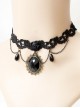 Black Lace Gems Pearls Creativity Personality Gothic Retro Short Necklace