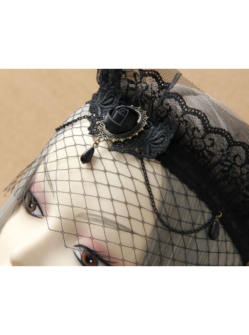 Gothic Lace Crown Headband Veil Retro Exaggerated Masked Mesh Mask